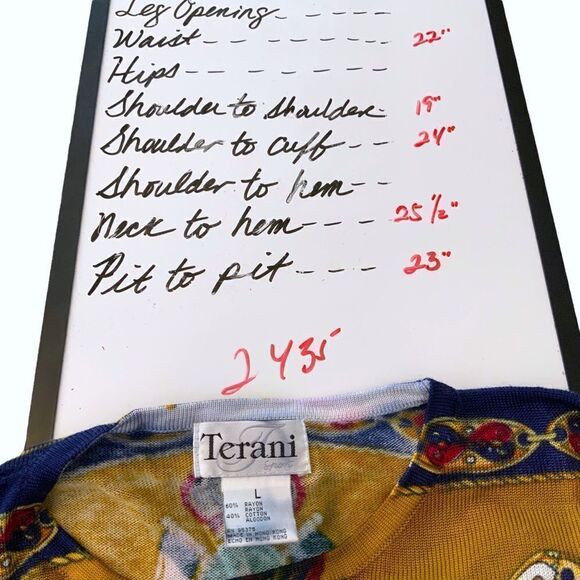 Vintage TERANI SPORT Pullover Sweater Regal Royalty Pattern Women’s Size L - Picture 9 of 9